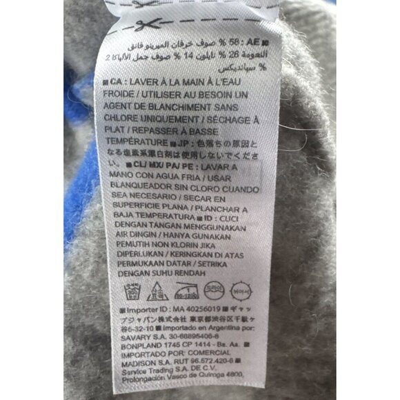 Banana Republic Sweater Women's Medium Gray Blue Striped Classic Casual Crewneck - Picture 11 of 13